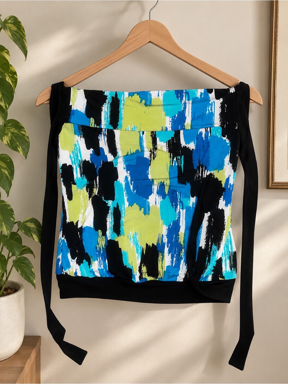 A. Byer Y2K Abstract Print Tube Top / Halter Top S